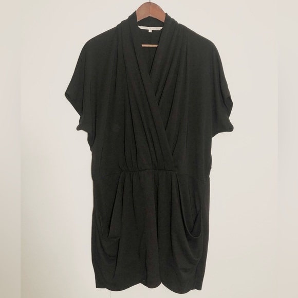 Rachel Roy Black Jersey Knit Draped Mini Dress - Size L - Picture 2 of 7